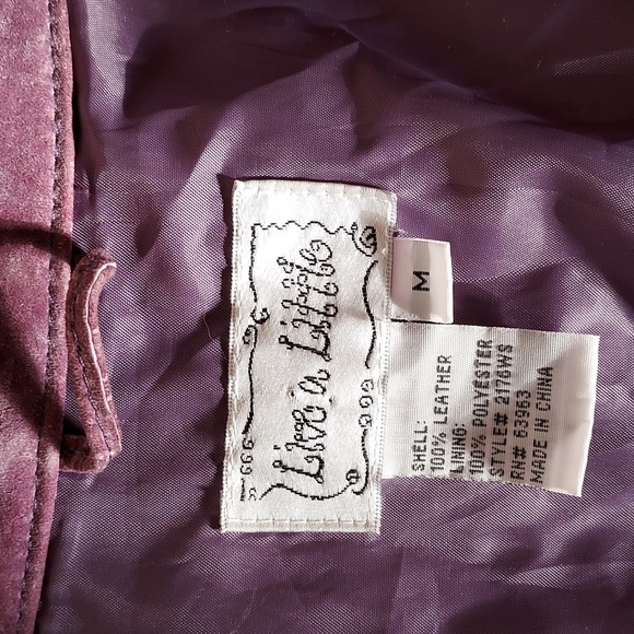 Live A Little Women's Purple Suede Fitted Jacket Snapped Front Size M - Picture 9 of 13